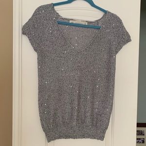 Zara knit V-neck short sleeve sweater